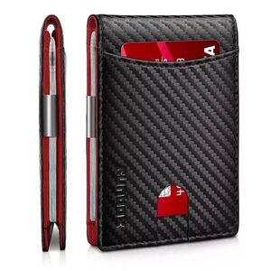 RUNBOX Black & Red  Wallet for Men Slim 11 Credit Card Holder Leather Money NIB